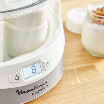 Moulinex YG231E32 Yaourtière Yogurteo 7 Pots de Yaourt Inclus Programmable Écran LCD Minuteur 13W Silver